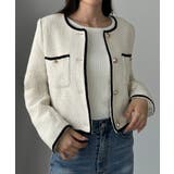 アイボリー | Louere 配色ラメツイードジャケット | Louere