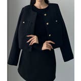 Bブラック | Louere 配色ラメツイードジャケット | Louere