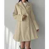 ライトベージュ | Louere ミドル丈ウエストシェイプフレアコート | Louere