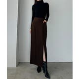 ブラウン | Louere ポケットデザインファスナースリットIラインポンチスカート | Louere