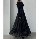 ブラック | Louere ラメフレアチュールスカート | Louere