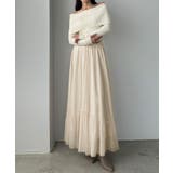 アイボリー | Louere ラメフレアチュールスカート | Louere