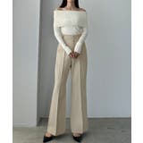 アイボリー | Louere ピンタックフレアパンツ | Louere