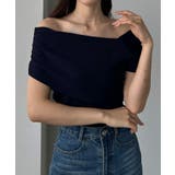 ネイビー | 2wayネックドレープサマーニット | Louere