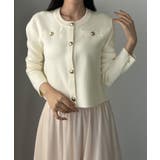 アイボリー | Louere ゴールドボタンニットカーディガン | Louere