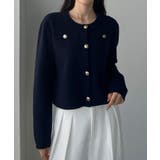 ネイビー | Louere ゴールドボタンニットカーディガン | Louere