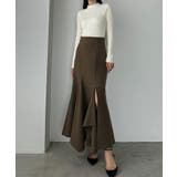 ブラウン | Louere ウォームイレヘム深スリットハイウエストマーメイドスカート | Louere