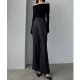 ダークグレー | Louere バックスリットフレアパンツ(薄手) | Louere