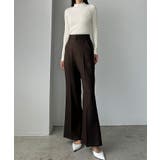 ブラウン | Louere バックスリットフレアパンツ(薄手) | Louere