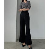 ブラック | Louere バックスリットフレアパンツ(薄手) | Louere