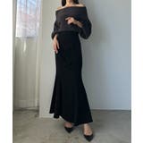 ブラック | Louere ハイウエストドレープマーメイドスカート(通年素材) | Louere