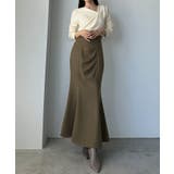 グレージュ | Louere ハイウエストドレープマーメイドスカート(通年素材) | Louere