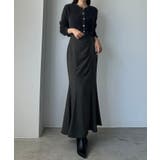 チャコール | Louere ハイウエストドレープマーメイドスカート(通年素材) | Louere