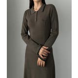 Louere ロゴ刺繍ニットポロフレアワンピース | Louere | 詳細画像11 