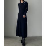 Louere ロゴ刺繍ニットポロフレアワンピース | Louere | 詳細画像14 