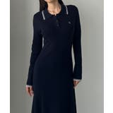 Louere ロゴ刺繍ニットポロフレアワンピース | Louere | 詳細画像16 