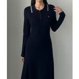 Louere ロゴ刺繍ニットポロフレアワンピース | Louere | 詳細画像17 