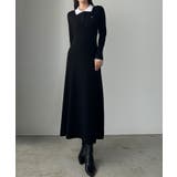 Louere ロゴ刺繍ニットポロフレアワンピース | Louere | 詳細画像2 