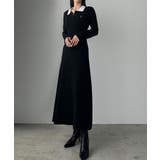 Louere ロゴ刺繍ニットポロフレアワンピース | Louere | 詳細画像3 