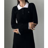 Louere ロゴ刺繍ニットポロフレアワンピース | Louere | 詳細画像5 