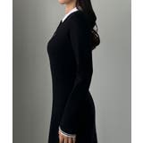 Louere ロゴ刺繍ニットポロフレアワンピース | Louere | 詳細画像6 