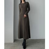 Louere ロゴ刺繍ニットポロフレアワンピース | Louere | 詳細画像7 