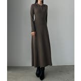 Louere ロゴ刺繍ニットポロフレアワンピース | Louere | 詳細画像8 