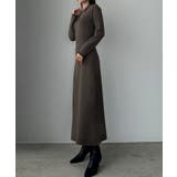 Louere ロゴ刺繍ニットポロフレアワンピース | Louere | 詳細画像9 