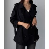 ブラック | Louere ミドル丈トレンチコート | Louere