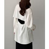ホワイト | Louere バックオープンシャツ | Louere
