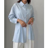 ブルー | Louere バックオープンシャツ | Louere