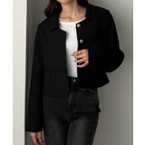 ブラック | Louere ステンカラーツイードジャケット | Louere