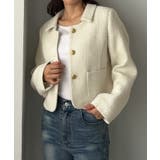 アイボリー | Louere ステンカラーツイードジャケット | Louere