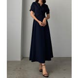 ネイビー | Louere ツイストデザインフレアワンピース | Louere