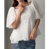 ホワイト | Louere 2wayフラワーチュールペプラムトップス | Louere