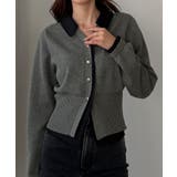 チャコール | Louere くびれレイヤードカーディガン | Louere