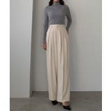 クリーム | Louere 薄手とろみ生地センタータックワイドパンツ | Louere