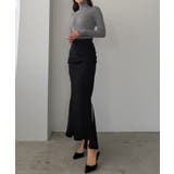 ブラック | Louere サイドギャザーマーメイドポンチスカート(裏無し) | Louere