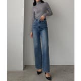 Louere ストレッチハイウエストストレートデニムパンツ | Louere | 詳細画像4