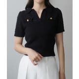 ブラック | Louere スキッパー透かしあみポロニット | Louere