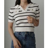 ホワイト | Louere スキッパー透かしあみポロニット | Louere