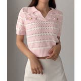 ピンク | Louere スキッパー透かしあみポロニット | Louere
