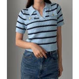 ブルー | Louere スキッパー透かしあみポロニット | Louere