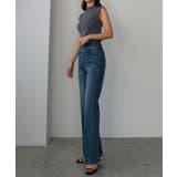Louere ハイウエストファスナーデザインストレッチストレートデニムパンツ | Louere | 詳細画像6 