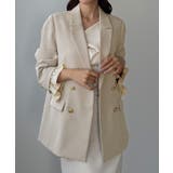 グレージュ | Louere フリルレイヤードデザインジャケット | Louere