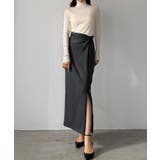 チャコール | Louere ファスナースリットツイストデザインIラインスカート | Louere