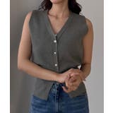 Louere 金ボタンウエストシェイプニットベスト | Louere | 詳細画像12 