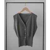 Louere 金ボタンウエストシェイプニットベスト | Louere | 詳細画像14 