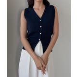 Louere 金ボタンウエストシェイプニットベスト | Louere | 詳細画像6 