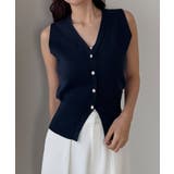Louere 金ボタンウエストシェイプニットベスト | Louere | 詳細画像8 